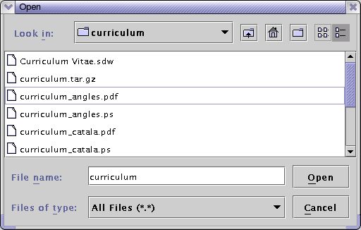 Dialog to choose files